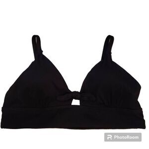 NWT Wave Zone Black Ribbed Bikini Top 2X